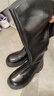 百麗小V彈力靴女冬季騎士長(cháng)筒靴E5F1DDG5 黑色-皮面-絨里 37 曬單實(shí)拍圖