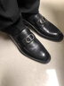 古楚意大利風(fēng)品牌牛皮商務(wù)正裝男士皮鞋真皮方頭套腳一腳蹬休閑西裝鞋 黑色 848-33 41 奢侈品牌 曬單實(shí)拍圖