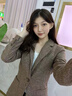 晨芙羊毛西裝外套女春秋季新款高級感時(shí)尚氣質(zhì)休閑加厚小個(gè)子毛呢西服 單件咖啡色西裝 S 建議80~89斤 曬單實(shí)拍圖