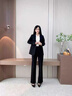 法貝莎品牌高端西裝套裝女春秋2026年新款面試穿搭服裝職業(yè)正裝西服外套 黑色外套+微喇叭九分褲 L 曬單實(shí)拍圖