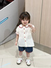 幼歌（YOUGE）女童奶油櫻桃洗水棉襯衫兒童夏季輕薄軟牛仔短褲套裝潮 奶油櫻桃 上衣 100 cm 曬單實(shí)拍圖
