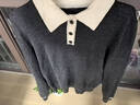玖姿·安娜蔻高智通勤miu風(fēng)撞色假兩件羊毛針織衫女2025秋季新款 深灰 L 曬單實(shí)拍圖