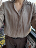 優(yōu)衣庫男裝女裝法國麻襯衫/長(cháng)袖襯衣亞麻26春夏新款482437 485656 477641/32深米色 M 曬單實(shí)拍圖