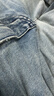 太平鳥(niǎo)男裝牛仔褲秋季寬松直筒全棉磨破長(cháng)褲深色復古水洗潮 牛仔藍色批 32 曬單實(shí)拍圖