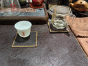 駱易家（Lorica）皮革功夫茶杯墊隔熱墊餐桌墊防燙杯墊新中式禪意茶墊干泡臺防滑 咖色杯墊（9*9cm）【雙面雙色】 曬單實(shí)拍圖