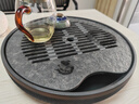 圓形茶盤(pán)天然烏金石小型陶瓷茶海茶托2025新款家用儲水功夫干泡臺 1-紫陶半月烏金石茶盤(pán)31cm 曬單實(shí)拍圖