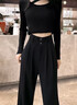 浪莎窄版西裝褲女春夏季2026新款垂感直筒小個(gè)子高腰顯瘦休閑闊腿褲子 黑色 【夏季薄款】 L 【適合106-115斤】 曬單實(shí)拍圖