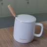 CLITON陶瓷馬克杯大容量帶勺蓋咖啡杯牛奶杯早餐杯辦公杯茶杯白色350ml 曬單實(shí)拍圖