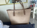蔻馳（COACH）【官方授權店】奢侈品女包City33大號托特包單肩手提包送女友禮物 CV976SVPWH奶茶色配卡其色 曬單實(shí)拍圖