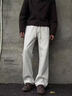 主意范白花灰色彎刀衛褲男春夏秋季顯高顯瘦褲子垂感斜切微喇休閑長(cháng)褲 淺灰色（高品質(zhì)升級版） L 105至125斤可穿 曬單實(shí)拍圖