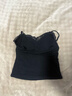 俞兆林蕾絲吊帶背心女外穿帶胸墊美背純欲內衣性感內搭打底上衣黑色 曬單實(shí)拍圖