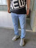 AEMAPE【含亞麻&天絲涼感】蘋(píng)果牛仔褲男夏薄款直筒寬松彈力冰絲長(cháng)褲子 深藍色 【D-6875B天絲亞麻薄款】 32 【2尺5適合140斤左右】 曬單實(shí)拍圖