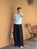 CHIC JOJO【陽(yáng)臺外交官】氣球褲丨休閑褲女26夏新款藏青寬松時(shí)髦西褲 霧海藍 S (26) 曬單實(shí)拍圖
