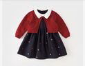 戴維貝拉（DAVE＆BELLA）童裝新年款兒童裙子女童連衣裙假兩件寶寶公主裙秋冬嬰幼兒衣服 紅色-N 90 cm（建議身高80-90cm） 曬單實(shí)拍圖