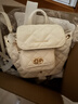 CHARLES&KEITH菱格大容量柔軟多用背包書(shū)包雙肩包包女包生日禮物CK2-60151400 Cream奶白色 S 曬單實(shí)拍圖
