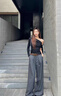 金狐貍灰色闊腿西裝褲女2026新款春夏高腰垂感小個(gè)子窄版直筒西褲長(cháng)褲子 灰色 【春夏款】 【送腰帶】 L (28) 【建議105-115斤】 曬單實(shí)拍圖