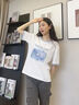 拉夏貝爾（La Chapelle）正肩短袖t恤女夏季2026新款拼接撞色純棉半袖體恤百搭小個(gè)子上衣 曬單實(shí)拍圖