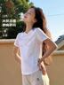 駱駝（CAMEL）正肩T神女純色休閑棉感短袖冰感上衣 C26BARLG016 無(wú)際白 M 曬單實(shí)拍圖