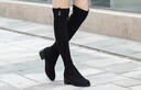 富貴鳥(niǎo)女靴加絨保暖長(cháng)筒靴女士秋冬過(guò)膝高筒靴長(cháng)靴磨砂彈力靴子女 黑色FN0214/1223 加絨 38 曬單實(shí)拍圖
