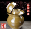 泡菜壇子家用土陶四川陶瓷加厚小號商用腌菜酸菜大容量密封咸菜罐 8斤容水量【配內蓋】 曬單實(shí)拍圖