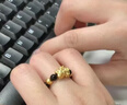 中國黃金（CHINA GOLD）黃金戒指男女款足金貔貅寶寶串珠指環(huán)情人節生日禮物送女友老婆 貔貅寶寶戒指【黑瑪瑙】約0.2g 曬單實(shí)拍圖