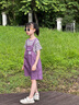 G.duck小黃鴨女童夏裝套裝2026洋氣新款兒童背帶褲兩件套中大童女孩衣服 紫色 120 cm 曬單實(shí)拍圖