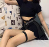 酷女孩純欲辣妹風(fēng)穿搭性感蹦迪女裝套裝夏露臍上衣服帥氣甜酷風(fēng)爵士跳舞 上衣+短ku +黑色裙套裝(腰帶) L(建議90-100斤) 曬單實(shí)拍圖
