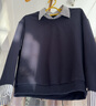 韓都衣舍【知性通勤】拼色假兩件長(cháng)袖衛衣女2025年春秋高級感顯瘦百搭上衣 曬單實(shí)拍圖