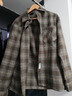 大嘴猴（paul frank）長(cháng)袖襯衫男士春秋季格子襯衣男休閑工裝外套男裝上衣 咖色 2XL 曬單實(shí)拍圖