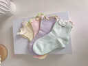 貝比嬰兒襪子純棉a類(lèi)春夏季薄款新生兒襪子無(wú)骨襪女童襪子 純色花邊 春夏款 柔軟升級【禮盒裝】 4雙 0-1歲 適合腳長(cháng)9-11cm（鞋碼16以?xún)龋?曬單實(shí)拍圖