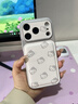 素洛適用蘋(píng)果17promax手機殼卡通可愛(ài)k貓公仔iPhone16pro高顏值超好看少女心15時(shí)尚帶掛繩女14軟邊防摔 銀框白底皮紋線(xiàn)條KT【單殼】 iPhone 17 Pro 曬單實(shí)拍圖