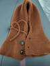 北杳仿羊毛帽子圍巾一體2024秋冬新款圍脖綿線(xiàn)女百搭護頸錐保暖假領(lǐng)連 加厚款紐扣一體帽--焦糖 均碼 曬單實(shí)拍圖