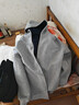 【京東直采】美式拼色連帽衛衣男士寬松拉鏈開(kāi)衫外套情侶上衣 麻灰色 2XL 曬單實(shí)拍圖