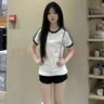 短袖t恤女2026夏季新款純棉修身顯瘦條紋小個(gè)子半袖休閑運動(dòng)上衣 白色 S 曬單實(shí)拍圖