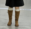 自由系襪子女小腿堆堆襪春季抗菌抗起球分段式壓力高彈長(cháng)筒過(guò)膝襪靴子襪 曬單實(shí)拍圖