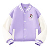 史努比（SNOOPY）童裝兒童外套男女童學(xué)院風(fēng)棒球服夾克 紫色/2個(gè)蝴蝶結努比 130 曬單實(shí)拍圖
