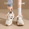 ZHR厚底8CM內增高女鞋復古輕便百搭運動(dòng)老爹鞋女 KS99 米黑 37 曬單實(shí)拍圖