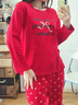 媞妮歐（DINIO）紅色女睡衣春秋純棉2026馬年新款大碼胖mm秋冬款本命年家居服套裝 曬單實(shí)拍圖