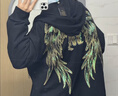 BOY LONDON【燦若繁星】春情侶風(fēng)外套潮牌刺繡開(kāi)衫連帽衛衣N06904 黑色金色翅膀 S 曬單實(shí)拍圖