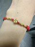 老鳳祥黃金四葉草手鏈女足金本命年紅繩生日紀念日禮物送女友老婆 曬單實(shí)拍圖