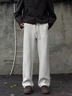 主意范白花灰色彎刀衛褲男春夏秋季顯高顯瘦褲子垂感斜切微喇休閑長(cháng)褲 淺灰色（高品質(zhì)升級版） L 105至125斤可穿 曬單實(shí)拍圖