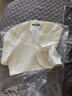 芭麥圖搭配吊帶裙子的開(kāi)衫短袖 短款小坎肩披肩外套女短袖無(wú)領(lǐng)西裝罩衫 米白色 高品質(zhì) XL 建議125-140斤 曬單實(shí)拍圖