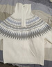 ELLE費爾島大翻領(lǐng)復古毛衣女2026春季新款設計感慵懶套頭針織衫 米白 L 曬單實(shí)拍圖
