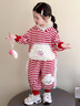 迪士咪魯（DISHIMILU）女童寶寶套裝春裝2026新款條紋春秋1-8歲兒童裝女孩春季小孩衣服 XT888（上衣+褲子）-紅色 110 碼/身高100-110cm（3-4歲） 曬單實(shí)拍圖