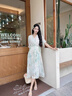 鹿王戀雪輕奢高檔連衣裙子女士春秋夏季2026新款高級感收腰顯瘦雪紡長(cháng)裙 淺綠色 L 105-120斤 曬單實(shí)拍圖