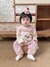 G.duck童裝嬰兒衣服春秋季新生兒連體衣女寶寶外出服春裝爬服嬰幼兒套裝 粉色 100cm 曬單實(shí)拍圖