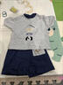 心楠男童韓版套裝嬰幼兒衣服2026夏季新款1-3歲男寶寶短袖短褲兩件套 藍色卡通小熊套裝 90  碼(建議身高83-92cm左右) 曬單實(shí)拍圖