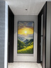 卓林旭日東升原創(chuàng  )入戶(hù)玄關(guān)裝飾畫(huà)風(fēng)景純手繪油畫(huà)東墻豎幅掛畫(huà)日出東方 拉絲雅鈦黑 80*160 原創(chuàng  )畫(huà)師手繪 曬單實(shí)拍圖