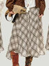 茵曼（INMAN）可露麗不規則復古格子半身裙2026春季女裝新款飄逸傘擺長(cháng)裙 淺咖格 L 曬單實(shí)拍圖