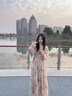 多想余長(cháng)袖連衣裙裙子女2026新款春夏季長(cháng)裙海邊度假碎花裙遮肚子顯瘦 法式印花雪紡連衣裙 M 【建議95-110斤】 曬單實(shí)拍圖